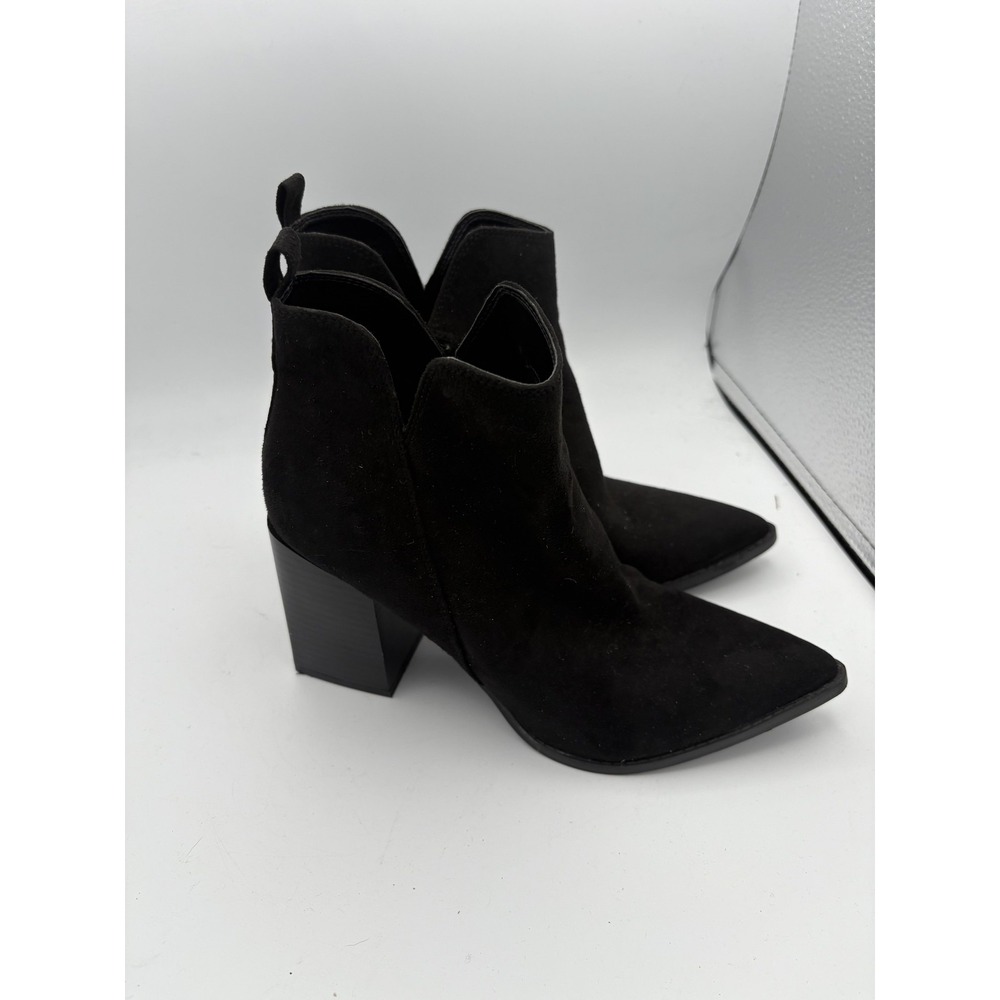 Nine West Boots Womens Size 7 Black Suede Ankle Block Heel Booties